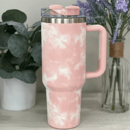Stanley Quencher H2.0 FlowState™ Tumbler 40 OZ-1200ML-Marble Pattern(PINK) Tumbler Apricot