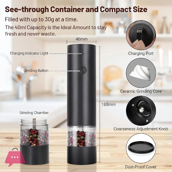 Electric Salt & Pepper Grinder (SA2510-018) Spice and sugar Jar Apricot